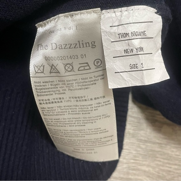 Thom Browne Women's Navy Blue White Crewneck Floral Sweater Sz 2 - Picture 10 of 10